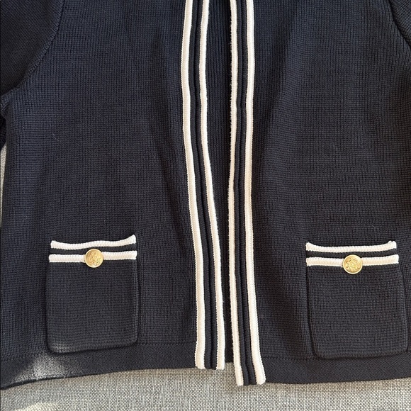 J. Crew Emilie Sweater Lady Jacket - Black and White Striped Contrast Trim - Picture 6 of 14